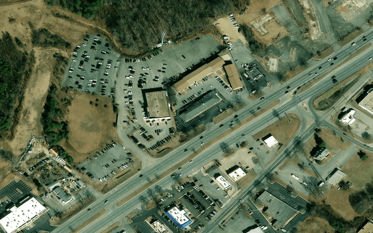 Aerial view of 2181 Crain Highway in Waldorf, Maryland